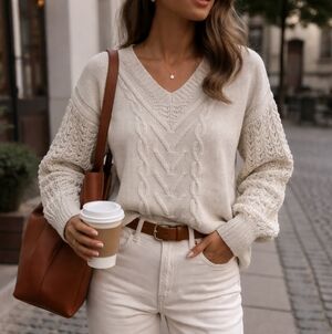 Lucky Brand Cream Cable Knit Sweater